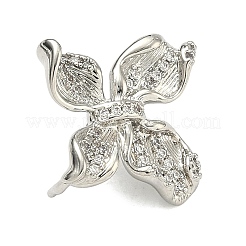 Flower Brass Micro Pave Cubic Zirconia Enhancer Shortener Bails&nbsp;KK-F934-07C-P