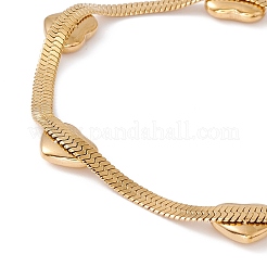 Ion Plating(IP) 304 Stainless Steel Heart Beaded Herringbone Chain Bracelet for Women&nbsp;BJEW-G656-05G