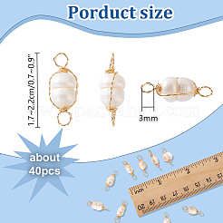 40Pcs Natural Freshwater Pearl Copper Wire Wrapped Rice Connector Charms&nbsp;PALLOY-PH01689