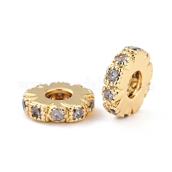 Brass Micro Pave Clear Cubic Zirconia Beads&nbsp;ZIRC-P091-04A-G-RS