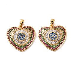 Brass Micro Pave Cubic Zirconia Pendants&nbsp;ZIRC-P092-037G-RS