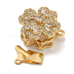 Brass Micro Pave Clear Cubic Zirconia Box Clasps&nbsp;KK-U037-34G-01