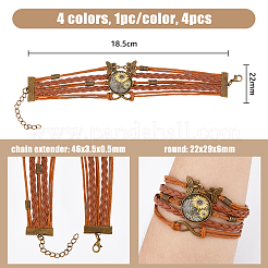 4Pcs 4 Colors PU Leather Cord Multi-strand Bracelets Set&nbsp;BJEW-FI0001-06