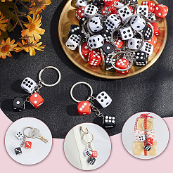 20Pcs Opaque Resin Dice Keychains&nbsp;KEYC-SC00023