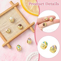 5Pcs 5 Styles Donut & Cake Rack Plating Brass Enamel Beads&nbsp;KK-CJ0002-83
