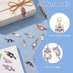 20Pcs 10 Styles Cat Shape Alloy Pendant Decoration&nbsp;HJEW-HS00040