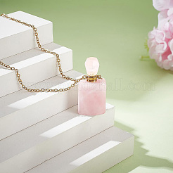 1Pc Natural Rose Quartz Perfume Bottle Necklaces&nbsp;NJEW-PH0001-37B-03