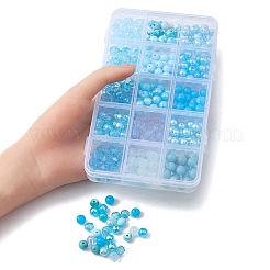 375Pcs 15 Style Blue Theme Transparent Crackle & Opaque Acrylic Beads&nbsp;OACR-YW0001-66