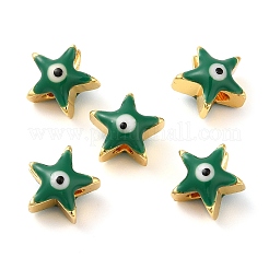 Golden Tone Brass Enamel Beads&nbsp;KK-E048-03G