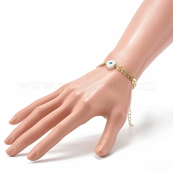 Polymer Clay Flat Round Evil Eye Link Bracelets&nbsp;BJEW-JB06557