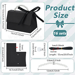 Foldable Paper Wedding Candy Totes with Plastic Imitation Pearl Round Beaded Handle and Ribbon&nbsp;CON-WH0115-20B-02