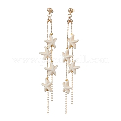 Starfish Synthetic Turquoise Dangle Stud Earrings&nbsp;EJEW-TA00763