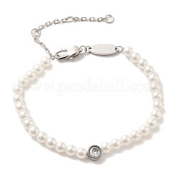 ABS Imitation Pearl & Rhinestone Beaded Bracelet with 304 Stainless Steel Clasps&nbsp;BJEW-K237-02P