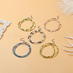 Glass Seed Beaded Two Loops Wrap Bracelet for Women&nbsp;BJEW-JB09216