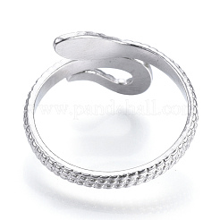 Non-Tarnish 304 Stainless Steel Snake Open Cuff Ring&nbsp;RJEW-N040-21