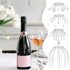 4Pcs Iron & Glass Rhinestone Wine Glass Charms&nbsp;HJEW-OC00394