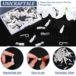 100Pcs Tibetan Style Alloy Glue-on Flat Pad Bails&nbsp;FIND-UN0002-33
