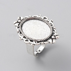Adjustable Alloy Finger Rings Components&nbsp;PALLOY-WH0101-55AS