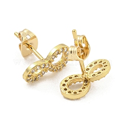 Brass Micro Pave Cubic Zirconia Ear Studs&nbsp;EJEW-P261-22G