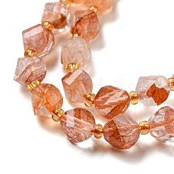 Natural Red Hematoid Quartz/Ferruginous Quartz Beads Strands&nbsp;G-M443-B07-02