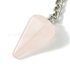 Natural Rose Quartz Cone Pendant Keychain&nbsp;G-Z033-01T-P
