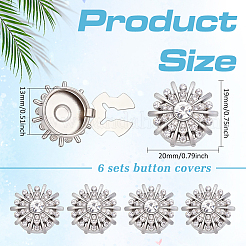 6Pcs Alloy Rhinestone Cufflinks&nbsp;BUTT-ME0001-33
