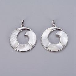 Natural White Shell Mother of Pearl Shell Pendants&nbsp;SSHEL-L008-67P