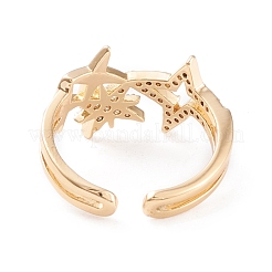 Brass Micro Pave Clear Cubic Zirconia Cuff Rings&nbsp;RJEW-F102-08G