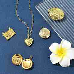 5Pcs 5 Styles Brass Locket Pendants&nbsp;KK-FS0001-90
