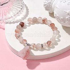 Natural Ferruginous Quartz Round Beaded Stretch Bracelets&nbsp;BJEW-JB10089-02