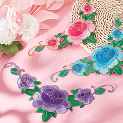 6Pcs 3 Color Peony Pattern Cloth Computerized Embroidery Iron On/Sew On Patches&nbsp;PATC-GF0001-13