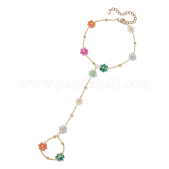 Brass Flower Link Chains Bracelets&nbsp;BJEW-JB13003