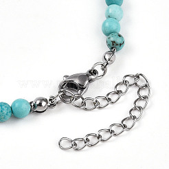 Synthetic Turquoise 4.5mm Round Beaded Flower Pendant Necklaces&nbsp;NJEW-T016-04G