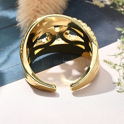 Rack Plating Brass Micro Pave Clear Cubic Zirconia Cuff Finger Rings for Women&nbsp;RJEW-M028-30G-03