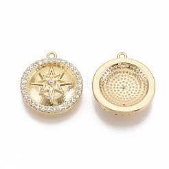Brass Micro Pave Cubic Zirconia Pendants&nbsp;ZIRC-T011-01G-NF