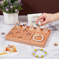 Wood Finger Ring Organizer Display Stands&nbsp;RDIS-WH0009-019