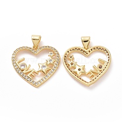 Brass Cubic Zirconia Pendants&nbsp;ZIRC-I062-36G