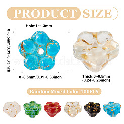 100Pcs Baking Paint and Golden Metal Enlaced Glass Beads&nbsp;DGLA-TAD0001-02