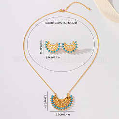 Synthetic Turquoise Stud Earrings & Pendant Necklaces Sets&nbsp;HX8665