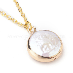 Plated Natural Baroque Pearl Keshi Pearl Beads Necklaces&nbsp;NJEW-JN02218