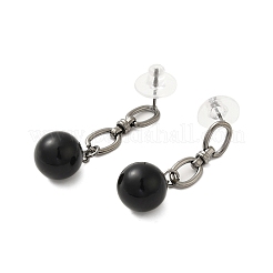 304 Stainless Steel Shell Pearl Round Stud Earrings for Women&nbsp;EJEW-U020-29P
