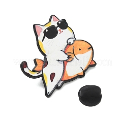 Cool Cat with Sunglasses Riding Fish Printed Alloy Lapel Pin Backs for Backpack Clothes&nbsp;AL-CBA4F48-03B