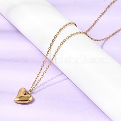 304 Stainless Steel Heart Pendant Necklaces & Bracelets & Stud Earrings Sets&nbsp;SJEW-P008-01G
