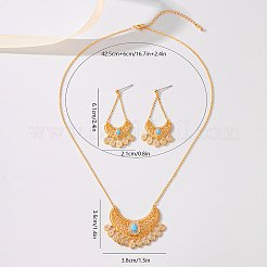 Brass Micro Pave Clear Cubic Zirconia Moon Pendant Necklaces & Stud Earrings Sets for Women&nbsp;TA3660