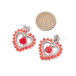 Alloy Glass Stud Earrings&nbsp;EJEW-MZ00372-01