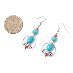 3 Pairs Tibetan Style Alloy Synthetic Turquoise Dangle Earrings&nbsp;EJEW-JE06575