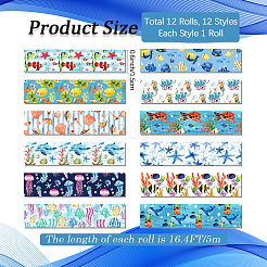 12 Rolls Sea Animals Theme Adhesive Paper Tapes&nbsp;DIY-WH20009-47C