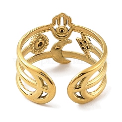 Ion Plating(IP) 304 Stainless Steel Open Cuff Ring for Women&nbsp;RJEW-F166-01G-02