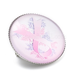 Breast Cancer Awareness Ribbon Glass Brooches&nbsp;LS-JEWB-L019-01A