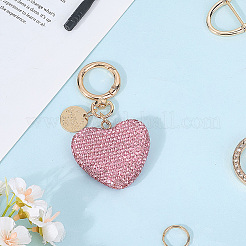 2Pcs 2 Styles PU Leather and Alloy Rhinestone Braided Keychain & Pendant Decorations&nbsp;KEYC-CN0001-11B